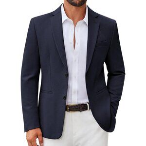Coofandy Men Navy Blue Slim Fit Two Buttons Sport Lightweight Blazer Jacket